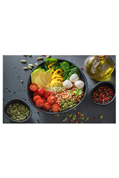 StoryGift Romania Tablou Canvas Salata Delicioasa Cu Ulei De Masline, Legume Si Grau Un Amestec Sanatos Si Savuro