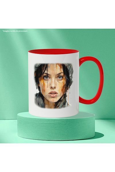 StoryGift Romania Mug With Angelina Jolie, Famous Actress, Movie Lovers, Multicolor 330 ml, Ce, Cu,STG