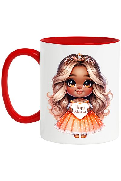 StoryGift Romania Mug with a little black girl | illustration | holding a little heart on which I write, With ,STG