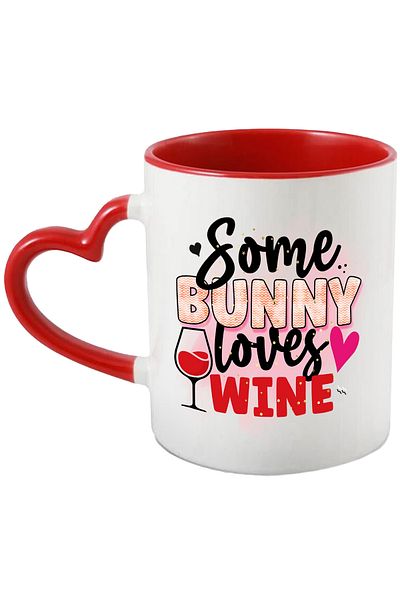 StoryGift Romania Cana cu mesajul "Some bunny loves wine", Paste fericit, ilustratie, sarbatori pa, Cu ,STG