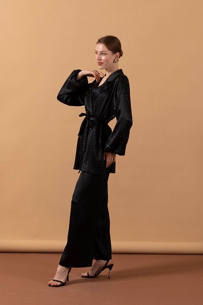 Stilife Stone Embroidered Double Suit Black