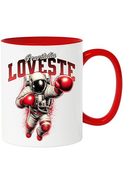 StoryGift Romania Astronaut in space mug text gravity hits boxing, 330ml, Ceramic with R Handle, With, STG