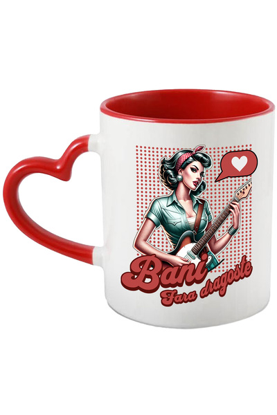 StoryGift Romania Cana Fata Retro cu Chiatar Text Bani, fara Dragoste, 330ml,...