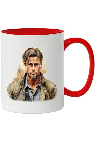 StoryGift Romania Mug With Brad Pitt, Famous Actor, Shirt, Movie, Multicolor 330 ml, Ceramic with M, With ,STG