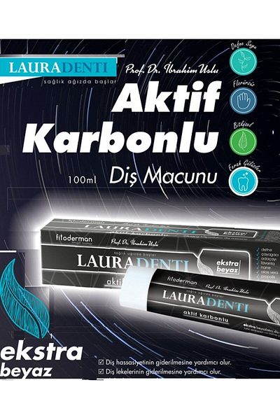 Fitoderman معجون أسنان Lauradenti لمنع البقع والحساسية، تبييض إضافي بالكربون المنشط 100 مل