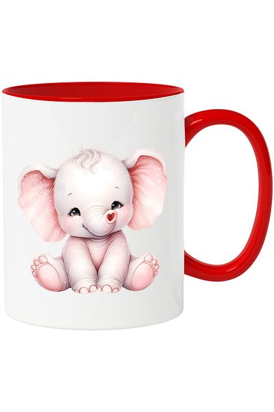 StoryGift Romania Mug with a little elephant with a heart-shaped trunk | illustration | ap, Cu,STG