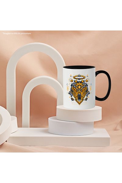 StoryGift Romania Eagle Mug, Wings, Aura, Robot, Geometric, Sci Fi, Robot, Arrows, Multicolor, With