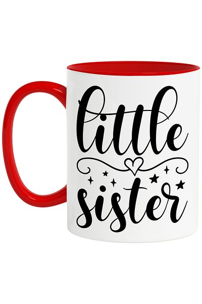 StoryGift Romania Mug with stars for a little sister - appreciation and love with Red Handle, Cu Ma, STG