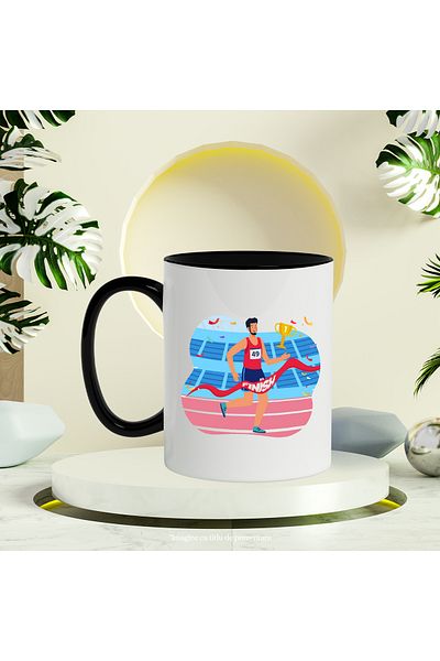 StoryGift Romania Cana Cu Atletism, Cursa, Castigator, Trofeu, Multicolor 330 Ml, Ceramica Cu Mane, Cu ,stg