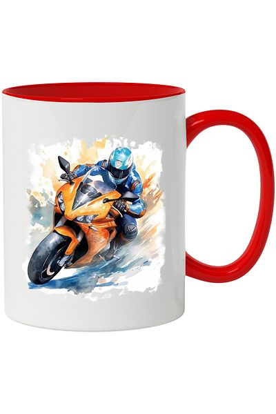 StoryGift Romania Mug With Motorcycle, Sport, Watercolor, Equipment, Multicolor 330 ml, Ceramics, With ,STG