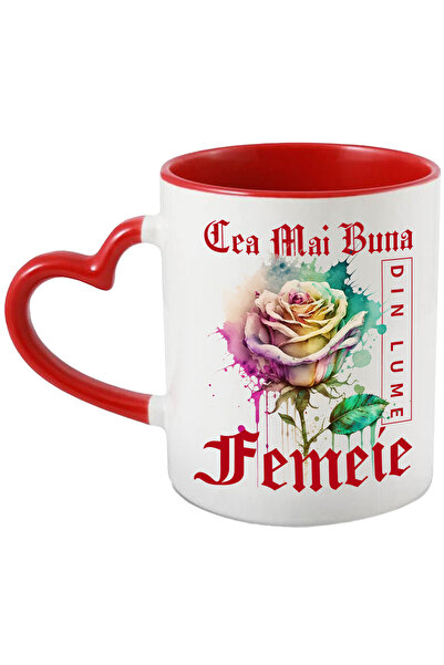 StoryGift Romania Cana Cu Textul Cea Mai Buna Femeie, Din Lume, Floare, Trandafir Colorat, Waterco, Cu ,STG