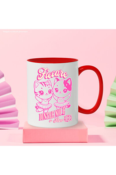StoryGift Romania Mug Each of us is a star, female ballerina cats, 330ml, Ceramic with R Handle, With, STG