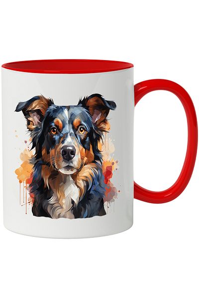 StoryGift Romania Mug With Puppy, Collie, Breed, Illustration, Fur, Animal, Multicolor 330 ml, Ceram, With ,STG
