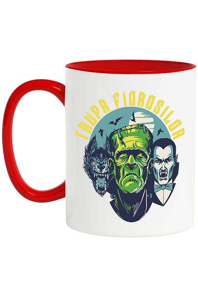 StoryGift Romania Mug The Fierce Band-Darcula, 330ml, Ceramic with Red Handle, With Red Handle STG ,STG ,STG
