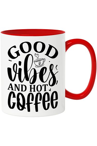 StoryGift Romania Mug with the text in English "Good vibes and hot coffee" - good vibes and coffee f, Cu,STG.