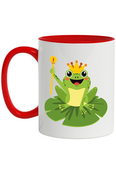 StoryGift Romania Mug With Frog, Fairy Tale, Crown, Prince, Scepter, Water Lily, Multicolor 330 ml, Ceramics, With ,STG