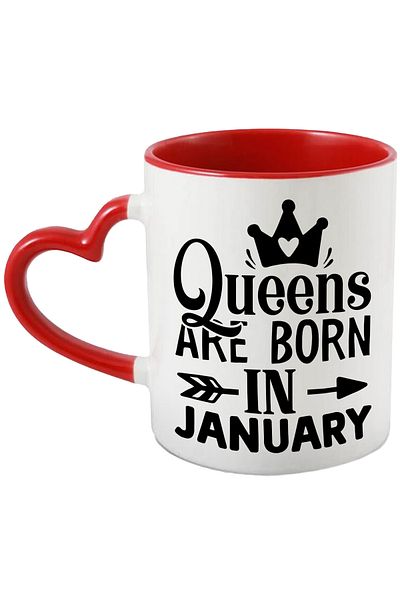 StoryGift Romania Mug with text stating that queens are born in January - royal crown, With,STG.