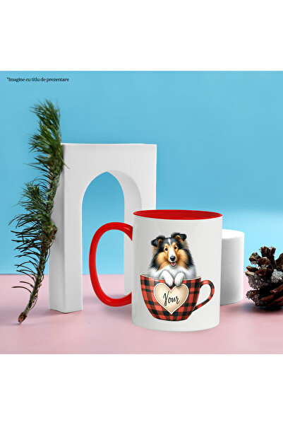 StoryGift Romania Mug with a dog sitting in a cup, illustration, for dog lovers, , With ,STG .