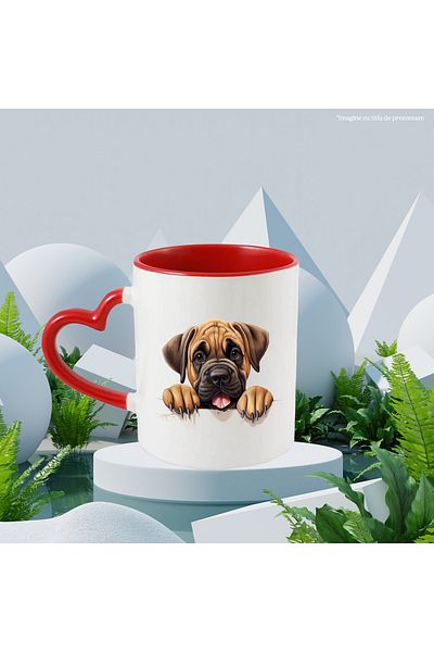 StoryGift Romania Mug with a good puppy | illustration | claws | looking over the fence | for the lover, With ,STG.