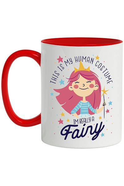 StoryGift Romania Mug With Message This Is My Human Costume I'm Really A Fairy, Multicolor 330 ml, Ce, Cu,STG