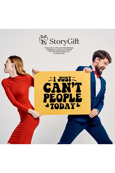 StoryGift Romania Sticker Eticheta 40CM Exterior cu inimioare pentru cei care chiar nu pot suporta oamenii astaz