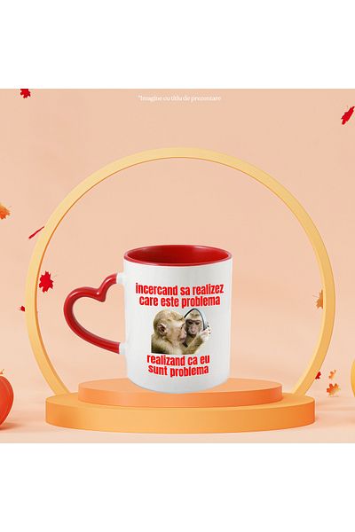 StoryGift Romania Funny monkey mug looking in the mirror, I am the problem, 330ml, Ceramic with, With, STG