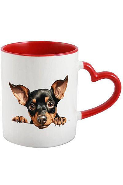 StoryGift Romania Mug with a curious puppy | illustration | brown | black | illustration | curiosity |, With ,STG