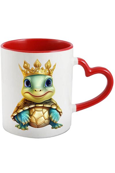 StoryGift Romania Mug with a cheerful turtle wearing a royal crown | illustration | im, Cu ,STG