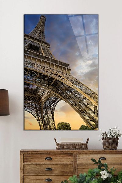 Rosyvien Eiffel Tower Paris Vertical Glass Painting, Διακόσμηση τοίχου σπιτιού και γραφείου, πολυτελές δώρο, αντιθραυστικό και αντιχαρακτική