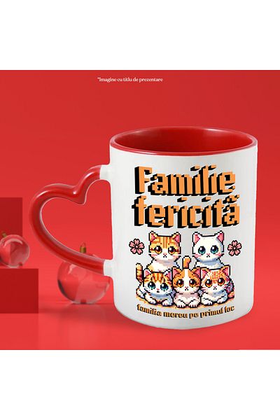 StoryGift Romania Happy Family Mug. Family Always #1, 330ml, Ceramic with Heart Handle Ro, With, STG
