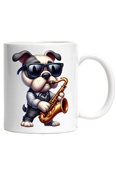 StoryGift Romania Cana cu un caine cu ochelari care canta la saxofon | ilustr...