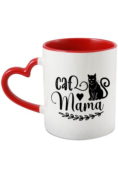 StoryGift Romania Mug with a kitten and a heart with the text "Cat mom" - cat mom, With ,STG
