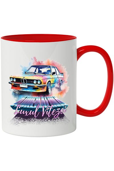 StoryGift Romania Mug With Message Adrenaline Luxury of Speed, Car, BMW, Vintage, Multicolor 330 ml,, With ,STG