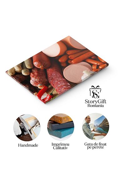 StoryGift Romania Tablou Canvas - Degustand Delicii Din Charcuterie: Mezeluri Si Bunatati
