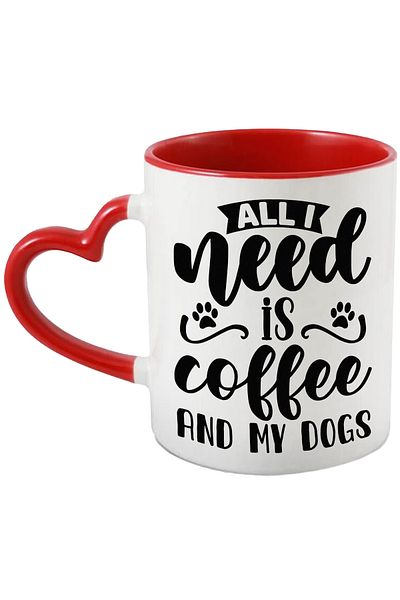 StoryGift Romania Mug with paws and the message "I just need coffee and my dogs" with Handle In, With, STG