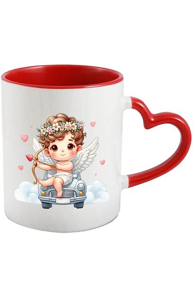 StoryGift Romania Mug with a baby Cupid sitting on the hood of a car | shooting a bow | ini, Cu,STG