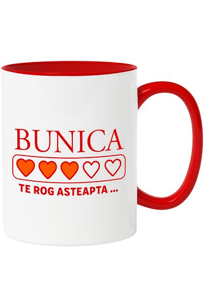 StoryGift Romania Mug with Hearts Filled with Color or Empty Text Grandma Please Wait, Love, With, STG