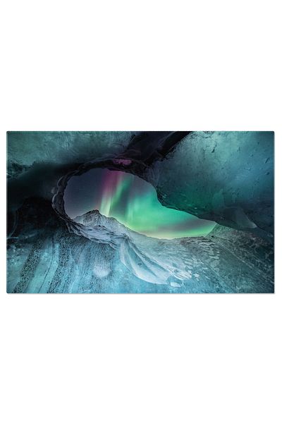 StoryGift Romania Tablou Canvas Cu Lumini, Aurora Boreala In Islanda - Vestrahorn Si Magia Nordului