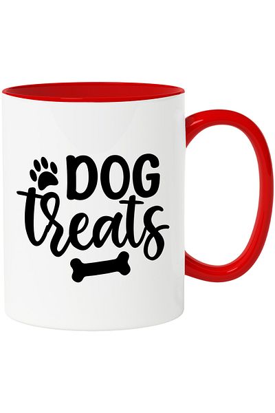 StoryGift Romania Cana Cu Textul In Engleza "dog Treats" - Bunatati Pentru Caine Oase Cu Maner Ros, Cu ,stg