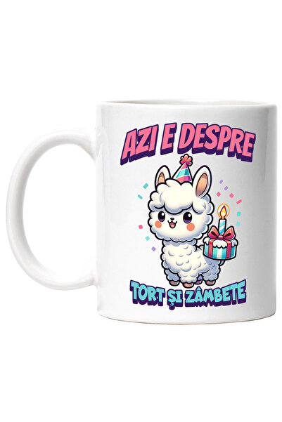 StoryGift Romania Cana Oaia cu coif vesela Azi e despre tort si zambete, zi aniversara , 330ml, Ce, Cu ,STG