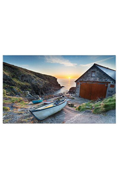 StoryGift Romania Tablou Canvas Rasrit La Church Cove, Church Cove, Barci, Pescuit, Peninsula, Britanica. 4307