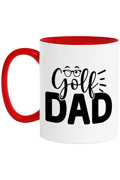 StoryGift Romania Mug for a golf player/passionate dad - message in English with Red Handle, Cu Man, STG