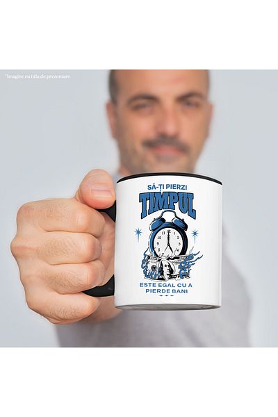 StoryGift Romania Mug wasting your time is equal to wasting money, 330ml, Ceramic with Handle Ne, With