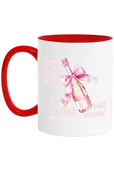 StoryGift Romania Rose all day, coquettish all night champagne mug with pink bow, 330ml, Cerami, Cu, STG