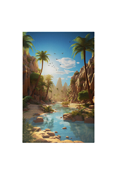 StoryGift Romania Tablou Canvas: Peisaj De Vara Cu Palmieri Si Pasari Zburato...