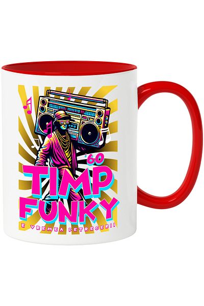 StoryGift Romania Funky Time Mug. It's Party Time Man with Wine Bottle, 330ml, Ceramic with M, With ,STG