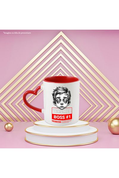 StoryGift Romania Mug tired child face waking up the first boss of the day, 330ml, Ceramic with Handle I, With, STG