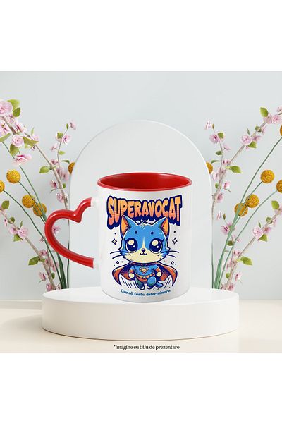 StoryGift Romania Super Lawyer Mug, Superhero, Flying Cat, 330ml, Ceramic With Red Heart Handle, With ,stg