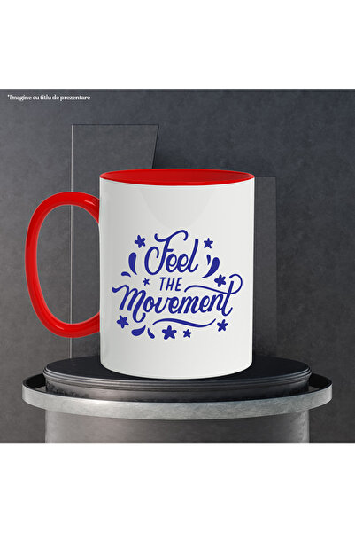 StoryGift Romania Mug with stars for dance enthusiasts with the message "Feel the movement!" with Handle, With, STG.