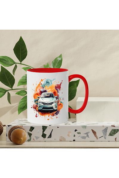 StoryGift Romania Mug With Car, Toyota, Paint, Abstract, Illustration, Multicolor 330 ml, Ceramic, With ,STG